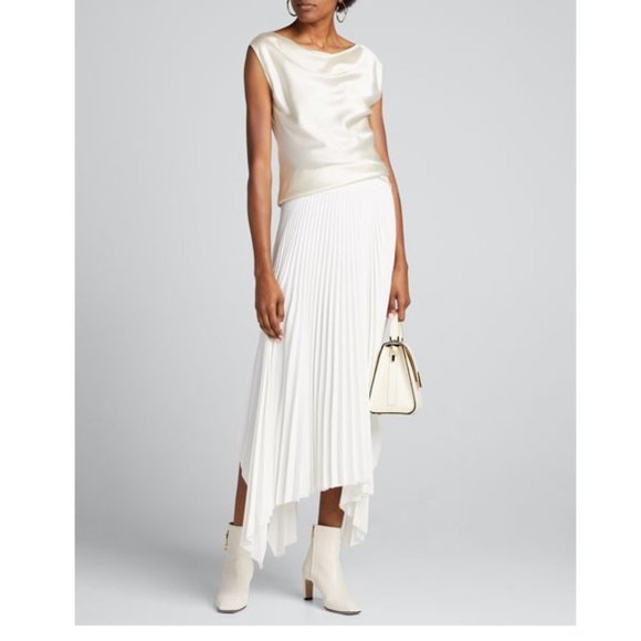 Theory | Tops | Theory Draped Boatneck Top In Stretch Satin | Poshmark